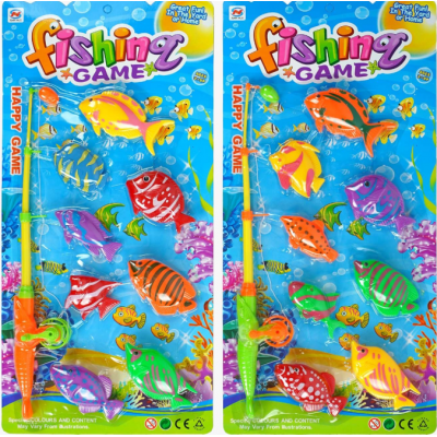 Рыбалка 329 A 70 (96/2) 2 вида, магнитная, 8 рыбок, 1 удочка, пакунок малюка