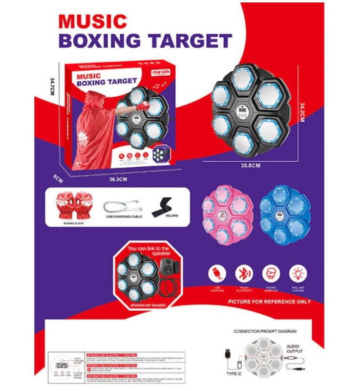 Электронный бокс 6511-1, 3 цвета, bluetooth, встроенный аккумулятор, USB кабель, 1 песня рус. языке, подсветка, музыка, пакунок малюка