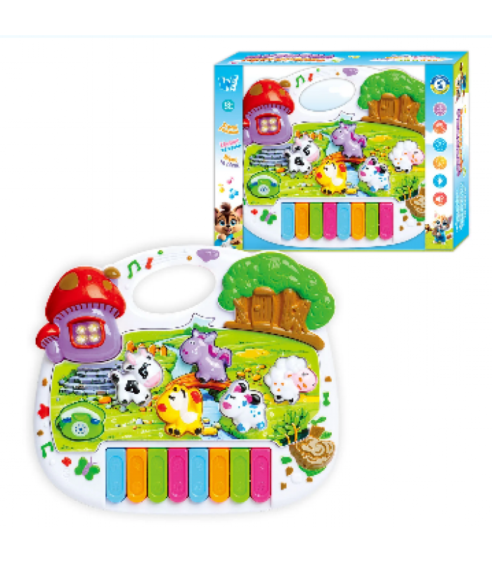 Музыкальное пианино 18126  "WToys", укр. язык, песни, сказки, цифры, звуки животных, подсветка, пакунок малюка