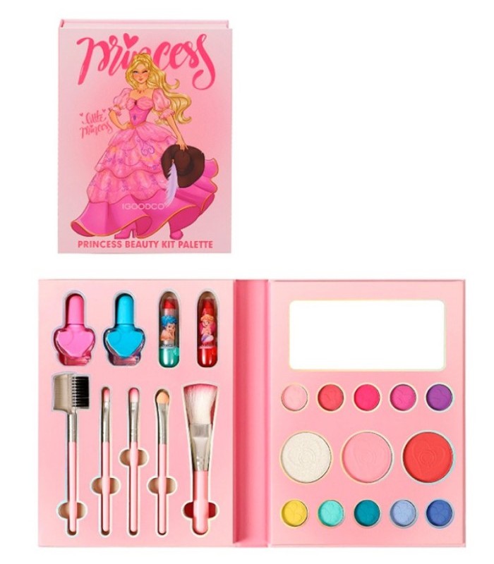 Косметика IG3249 тени, румяна, кисточки, лак 2шт, помада 2шт, зеркало, кор. 15-20-2,5см, пакунок малюка