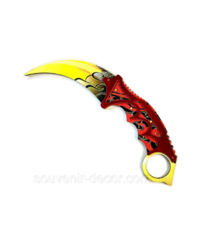 Деревянный Детский Нож CAR-VE Керамбит VERMILLION из STANDOFF 2, игрушечное оружие, пакунок малюка