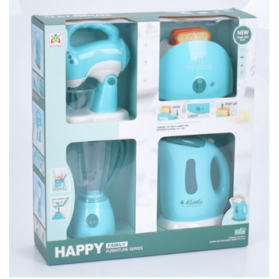 Набор бытовой техники LS8488Q чайник, миксер, блендер, тостер, муз., свет, бат., кор., 34,5-38,5-10см, пакунок малюка