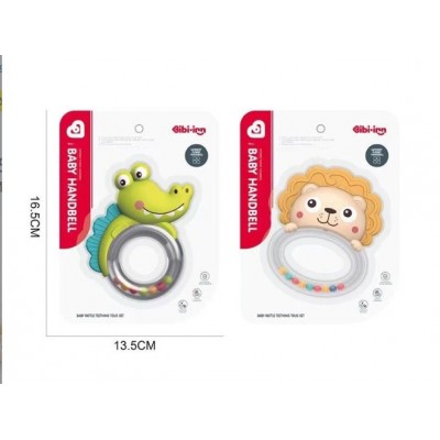 Погремушка 6054 (252) 2 вида, размер - 7.5х9 см, бряцающие элементы, материал погремушки - пластик, прорезыватель, пакунок малюка