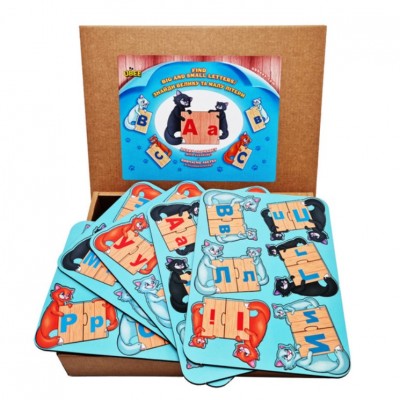 Развивающая игра "Котики с буквами" (ПСД247) PSD247 найди прописную и строчную буквы, пакунок малюка