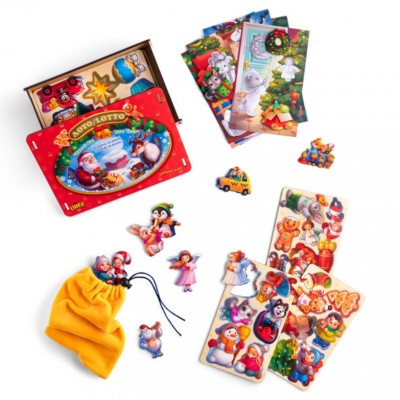 Настольная игра "Новогоднее лото" Ubumblebees (ПСД235) PSD235, 48 фигурных фишек, пакунок малюка