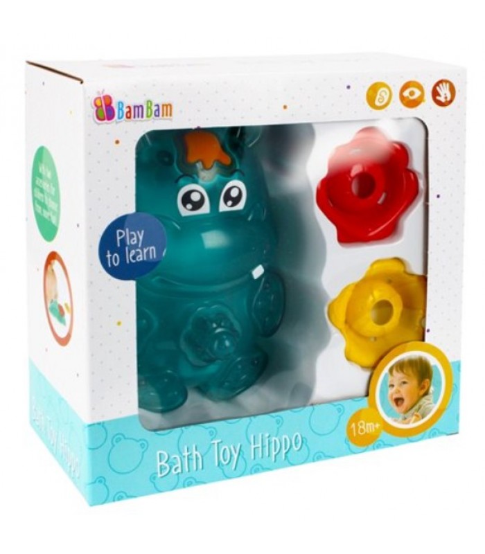 Игрушка для ванны Бегемотик, BamBam 466610, для детей от 18 месяцев, Пакунок малюка, Набор детский для купания, Игрушки в ванную для самых маленьких