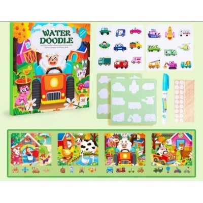 Логічна книжка C 75165, свійські тварини, картки на липучках, водна розмальовка, водний маркер, сортер, пакунок малюка