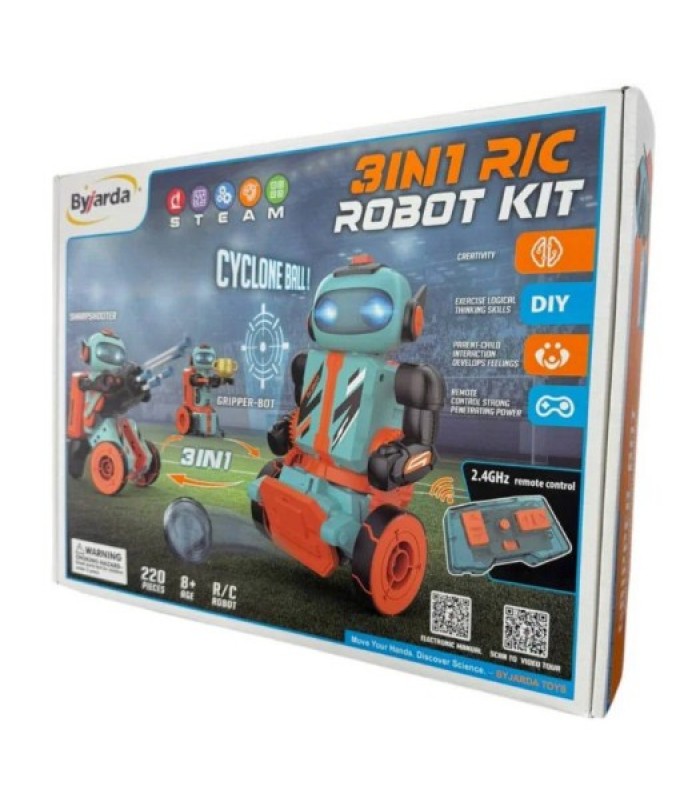 Конструктор робот 3в1 ByJarda BC0103 220 деталей, радиоуправляемый R/C робот 2.4GHz, STEAM набор для детей, пакунок малюка