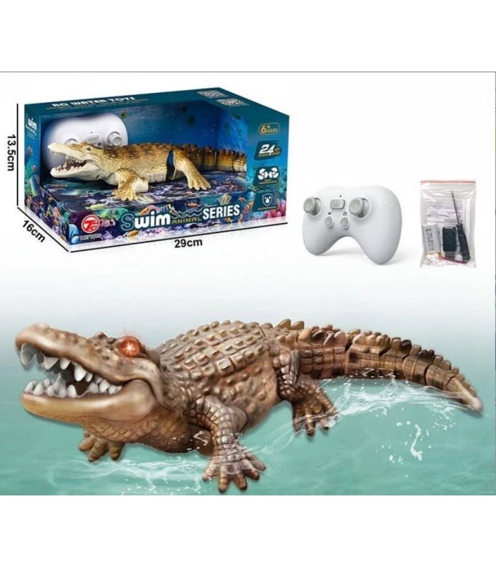 Крокодил на радиоуправлении 18001-52 аккумулятор 3.7 V, пульт 2.4 GHz, подсветка, плавающая в воде