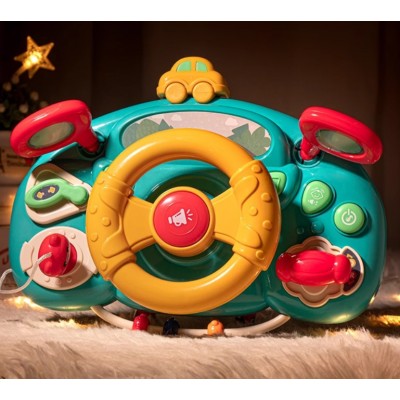 Музыкальный автотренажер с подвижными элементами 6209 Руль с креплением для коляски "Маленький водитель", пакунок малюка