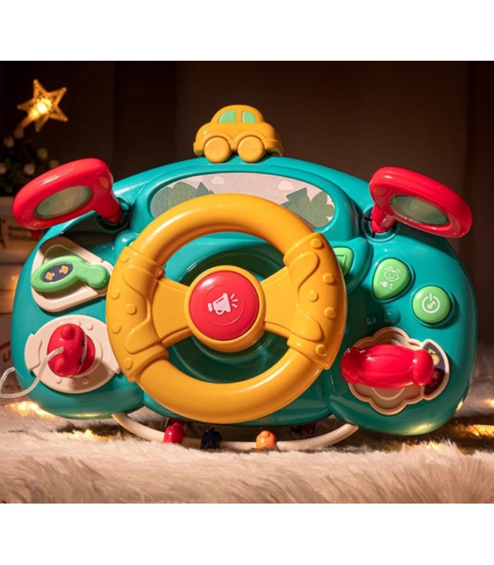 Музыкальный автотренажер с подвижными элементами 6209 Руль с креплением для коляски "Маленький водитель", пакунок малюка