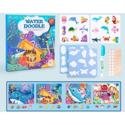Логическая книга C 75163, океан, карты на липучках, водная раскраска, водный маркер, сортер, пакунок малюка