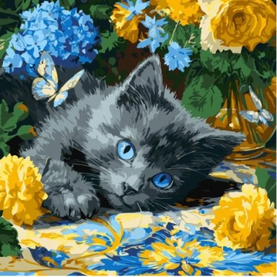 Набор для росписи по номерам "Кошения голубоглазые" 40х40см, пакунок малюка