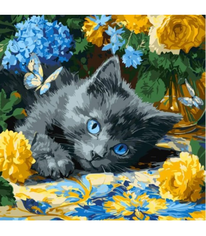 Набор для росписи по номерам "Кошения голубоглазые" 40х40см, пакунок малюка
