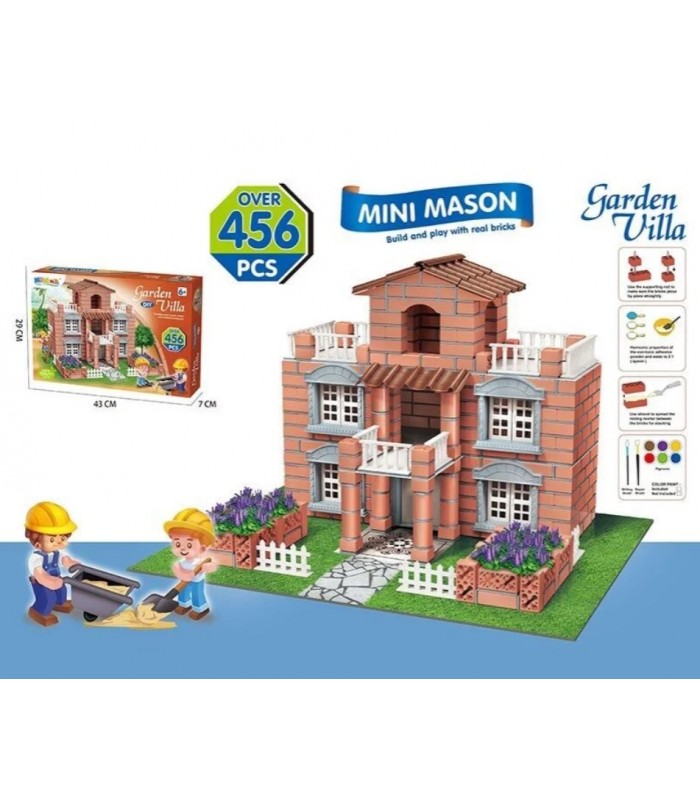 Конструктор NKT 316, “Garden Villa”, 456 элементов, кирпич+цементная смесь, пакунок малюка