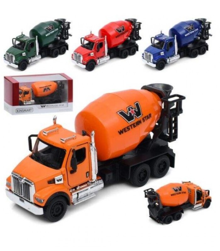 Бетономешалка KT11001W, инерция, металл, 14,5см, 1:66, открываются двери, резиновые колеса, двигатели , пакунок малюка