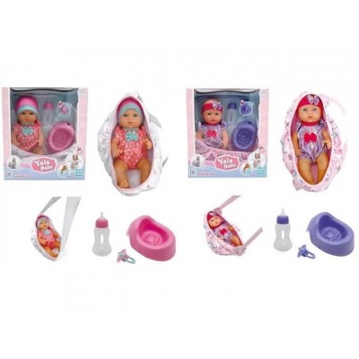 Пупс YL2430H-B размер 30см, пьет-писающий, люлька-переноска, горшок, бутылочка, соска-звук, свет, батарейки (таблетки), пакунок малюка