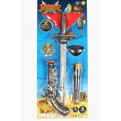 Набор пирата 999-7, меч длиной 46 см, пистолет, подзорная труба, пакунок малюка