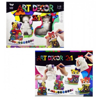 Набор для творчества с гипсовыми фигурками и красками ART DECOR, ARTD-02-01U, для детей от 5 лет, Пакунок малюка