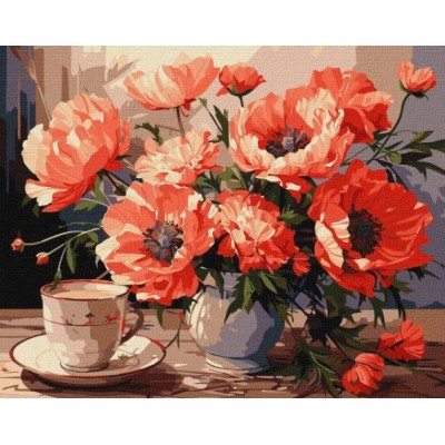 Набор для росписи номеров. "Букет с маками" 40х50см Код: KHO3263, пакунок малюка