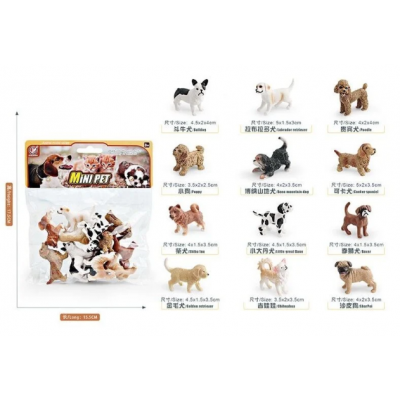 Набор животных YJ 847 D "Песики", 12 фигурок, средняя длина 4 см, пакунок малюка