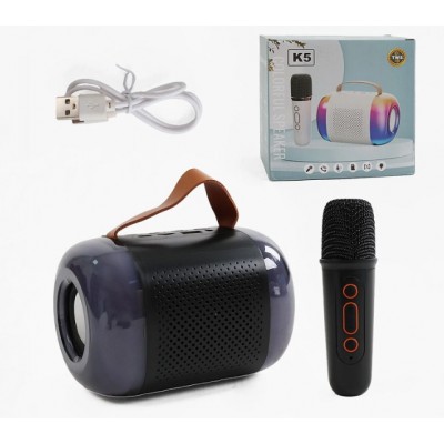 Караоке C 72105 (40) 1 микрофон, подсветка, слот для TF Card, Bluetooth, USB-type-c кабель, AUX-разъем, колонка, изменение голоса, пакунок малюка