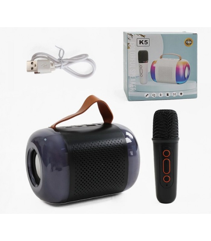 Караоке C 72105 (40) 1 микрофон, подсветка, слот для TF Card, Bluetooth, USB-type-c кабель, AUX-разъем, колонка, изменение голоса, пакунок малюка