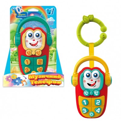 Музыкальный телефон 50466 "WToys", укр. язык, подсветка, озвученные реплики, цифры, 4 песни, 4 сказки, в коробке