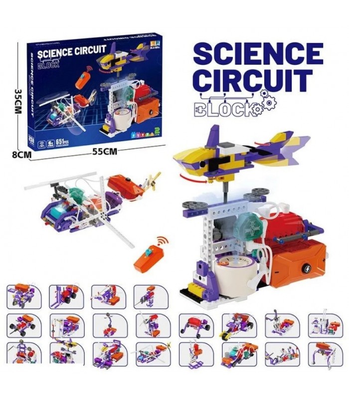 Электронный конструктор D 6002. 765 элементов, парогенерация, резиновые шины, пульт, подсветка, на батарейках, эксперименты