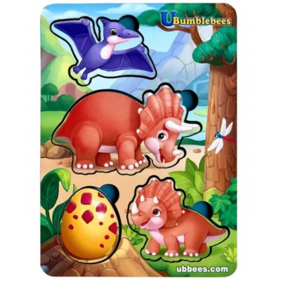 Деревянный пазл "Динозавры" Ubumblebees (ПСФ124) PSF124 фон с подсказкой, пакунок малюка