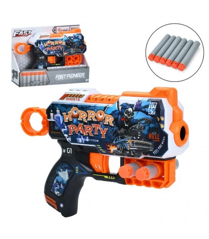 Пистолет BH121 мягкие шары 6 шт., кор., 20,5-15-5 см, пакунок малюка