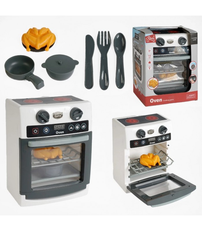 Плита F 2309,  звуки, подсветка, открывающаяся дверца, муляжи пищи и посуды, в коробке, пакунок малюка