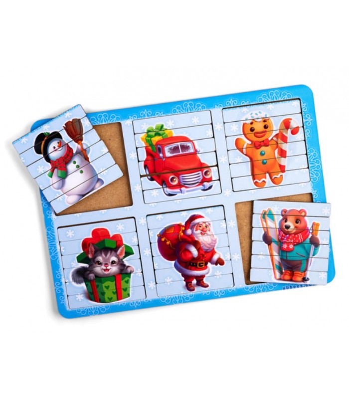 Развивающие пазлы-палочки "Новогодние" (ПСД229) PSD229 двухсторонние, пакунок малюка