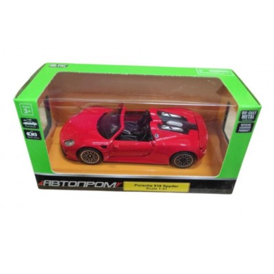 Машина металл 4348, "АВТОПРОМ", 1:41 Porsche 918 Spyder, откр.двери, в коробке 14, 5*6, 5*7см, пакунок малюка