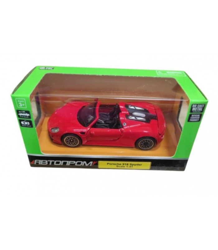 Машина металл 4348, "АВТОПРОМ", 1:41 Porsche 918 Spyder, откр.двери, в коробке 14, 5*6, 5*7см, пакунок малюка