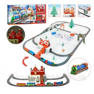 Железная дорога 21816 длина пути 732см., поезд, новогодняя елка, мост, музыка, свет, 90,5-40,5-10,5 см, пакунок малюка