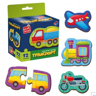 Игра развивающая Vladi Toys пазлы магнитные "Транспорт" VT1733-02, пакунок малюка