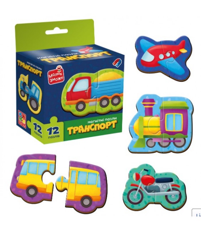 Игра развивающая Vladi Toys пазлы магнитные "Транспорт" VT1733-02, пакунок малюка