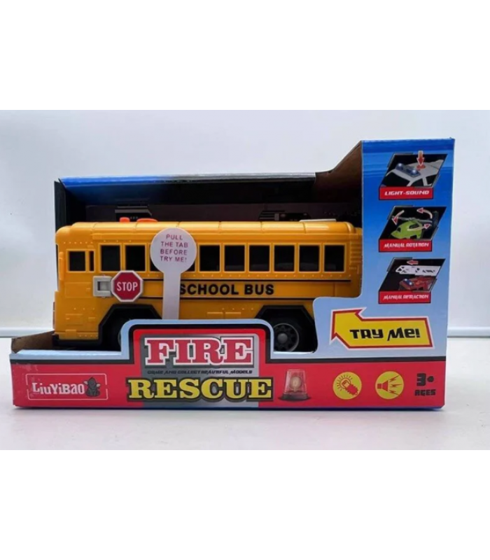 Автобус 2022 H "Школьный", размер: 14х6х6 см, подсветка, звуки, резиновые колеса, пакунок малюка