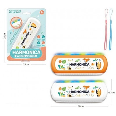 Гармоника 904, 2 вида, подсветка, на батарейках, веревочка, паунок малюка