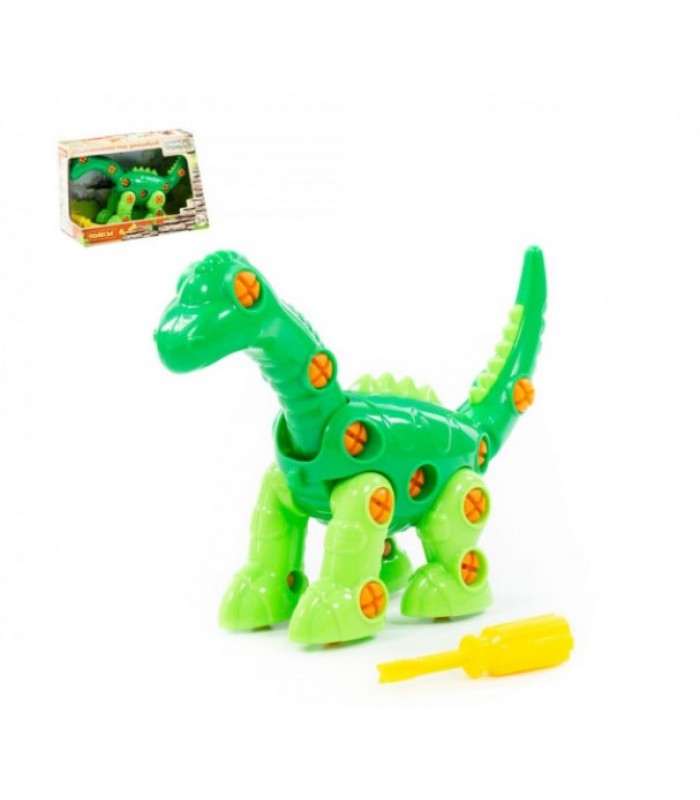 Конструктор с отверткой Динозавр пластиковый, 35 деталей, 77165, для детей от 3 лет, Пакунок малюка