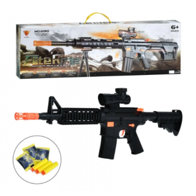 Автомат G160B стреляет водяными шарами, мягкие шары присоски 3 шт., кор., 62-18,5-5,5 см, пакунок малюка