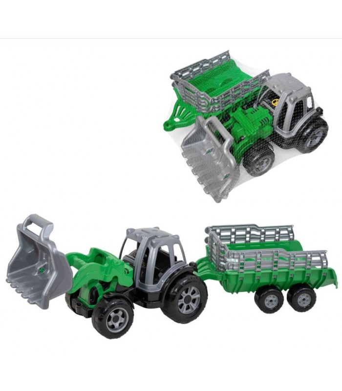 Трактор погрузчик "МAX" 40104 "Tigres", подвижной передний ковш, с прицепом, длина: 90 см