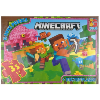 Пазлы классические 35 элементов G-Toys MC797 Minecraft с постером, пакунок малюка