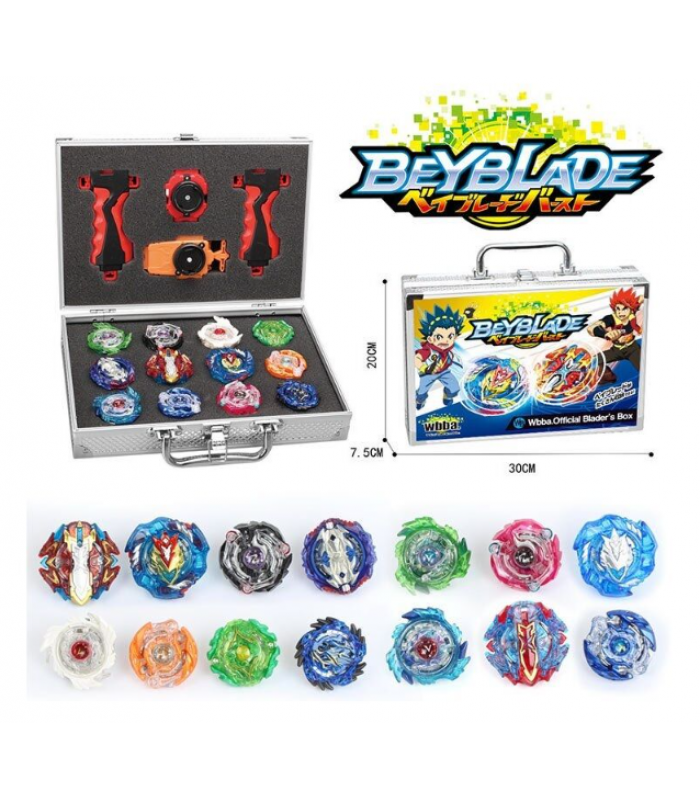 Набор бейблейдов CY 1813-12 A, 12 волчок, металлические элементы, 2 запускателя, в чемодане, пакунок малюка