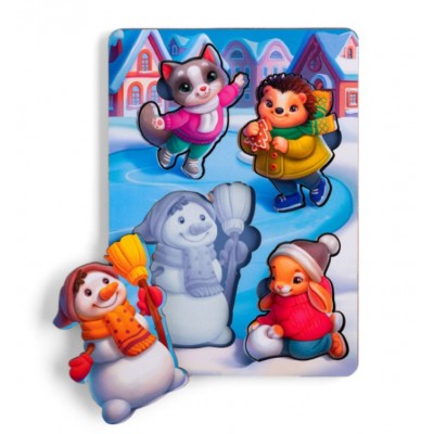 Развивающий пазл-вкладыш "Новогодний-3" Ubumblebees (ПСД225) PSD225 с фоном. пакунок малюка