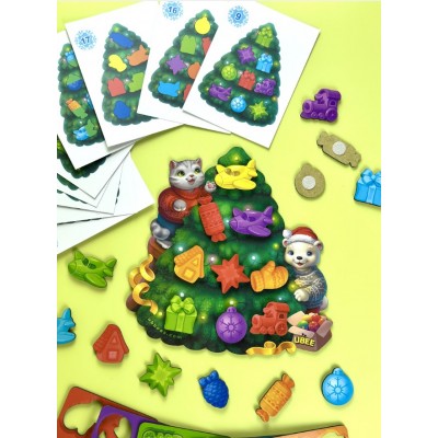 Деревянная игра с липучками и карточками-задачами Елка ПСД284 Ubee, пакунок малюка