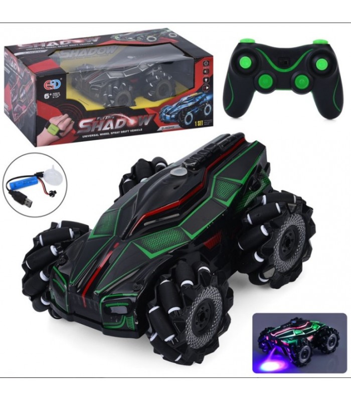 Машинка ESD865-2B 2.4G, р/к, 18см, звук, свет, пар/дым, акум, USB-зарядное, роликовые колеса, 2 цвета, в кор-ке, 35,5-19,5-14см