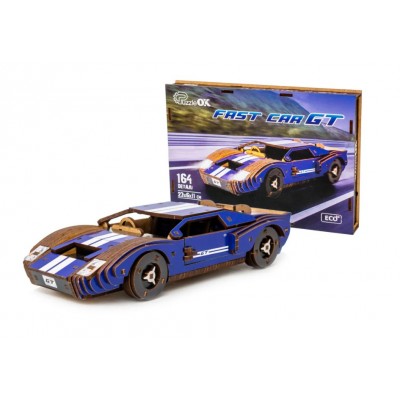 Деревянный 3D конструктор "Fast car Gt" Puz-26915, пакунок малюка