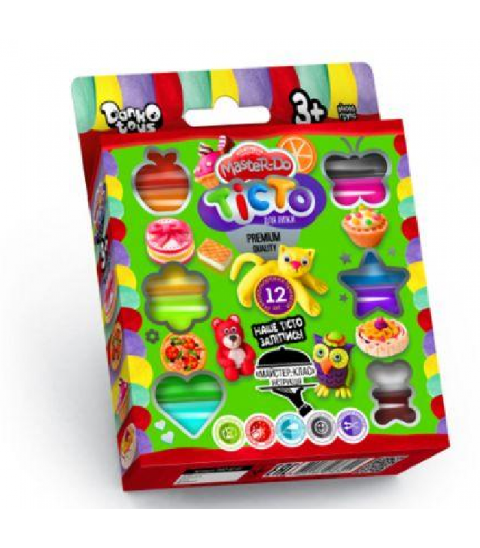 Набор для творчества Тесто для лепки, 12 цветов, TMD-02-04, для детей от 3 лет, Пакунок малюка
